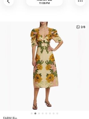 NWT FARM Rio Linen Floral Midi Dress